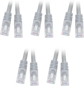 10-Feet Cat6 Gray Ethernet Crossover Cable, Snagless/Molded Boot - Pack of 5 (CNE15119)