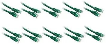 10 FT (3M) Cat5e Networking Ethernet UTP Patch Cable, 350Mhz, (10 Feet/3 Meters) Cat 5e Snagless Molded Boot Cable for PC/Router / PS4 / Xbox/Modem Green ED746582 (10 Pack)