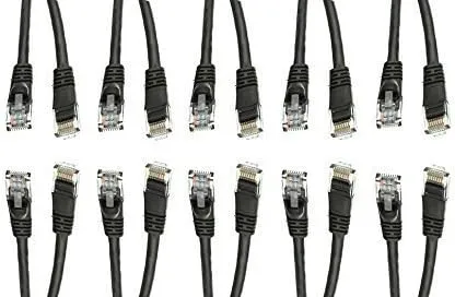 10 Pack, Cat5e Black Ethernet Patch Cable, Snagless/Molded Boot, 6 Inch