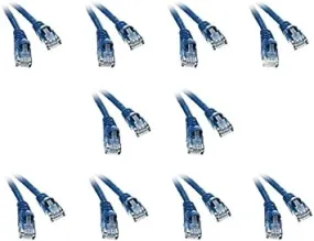 10 Pack, Cat5e Blue Ethernet Patch Cable, Snagless Molded Boot, 1 Feet, CNE541129