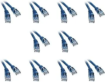 10 Pack Cat5e Ethernet Patch Cable, Snagless/Molded Boot 1 Feet Blue, CNE473715