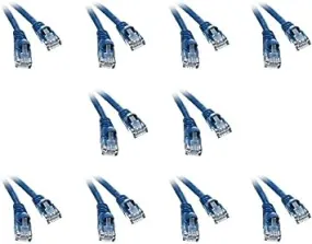 10 Pack Cat5e Ethernet Patch Cable, Snagless/Molded Boot 1 Feet Blue, CNE473715