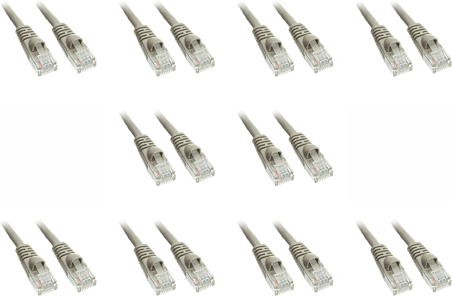 10 Pack Cat5e Snagless/Molded Boot, Ethernet Patch Cable 35 Feet Grey, CNE745310