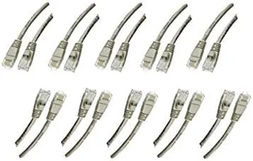 10 Pack Cat5e Snagless/Molded Boot, Ethernet Patch Cable 5 Feet Grey, CNE481512