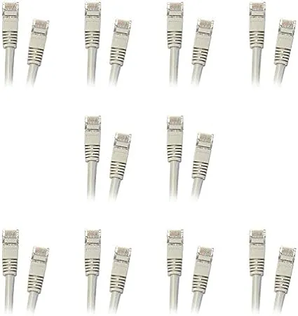 10 Pack CAT5E STP Shielded Cable with Molded Boot 350MHz 1 Foot Gray, CNE495113