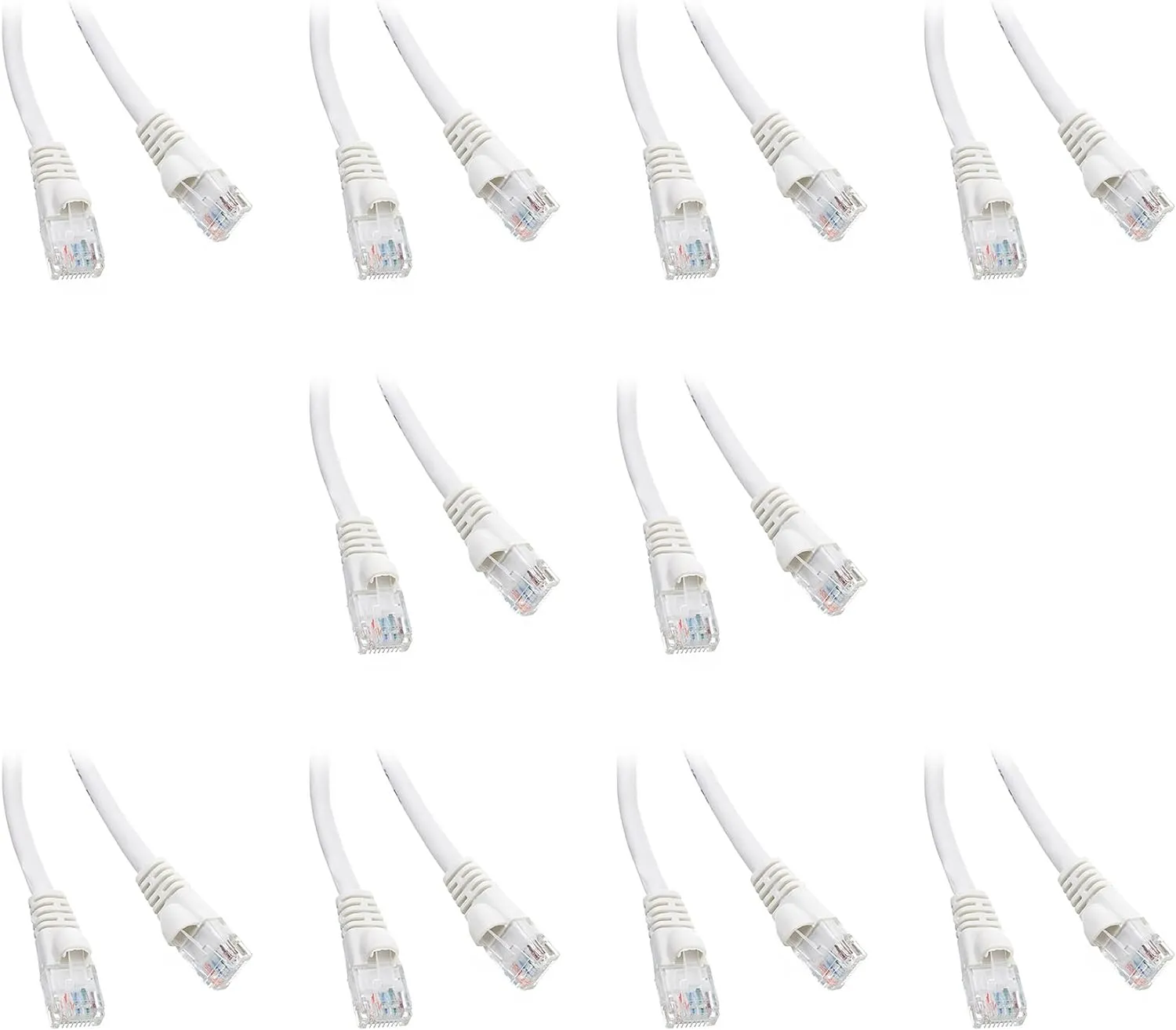 10 Pack Cat6 Snagless/Molded Boot, Ethernet Patch Cable 10 Feet White, CNE15089