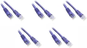 1.5-Feet Cat5e Snagless/Molded Boot Ethernet Patch Cable, 5-Pack - Purple (CNE48694)