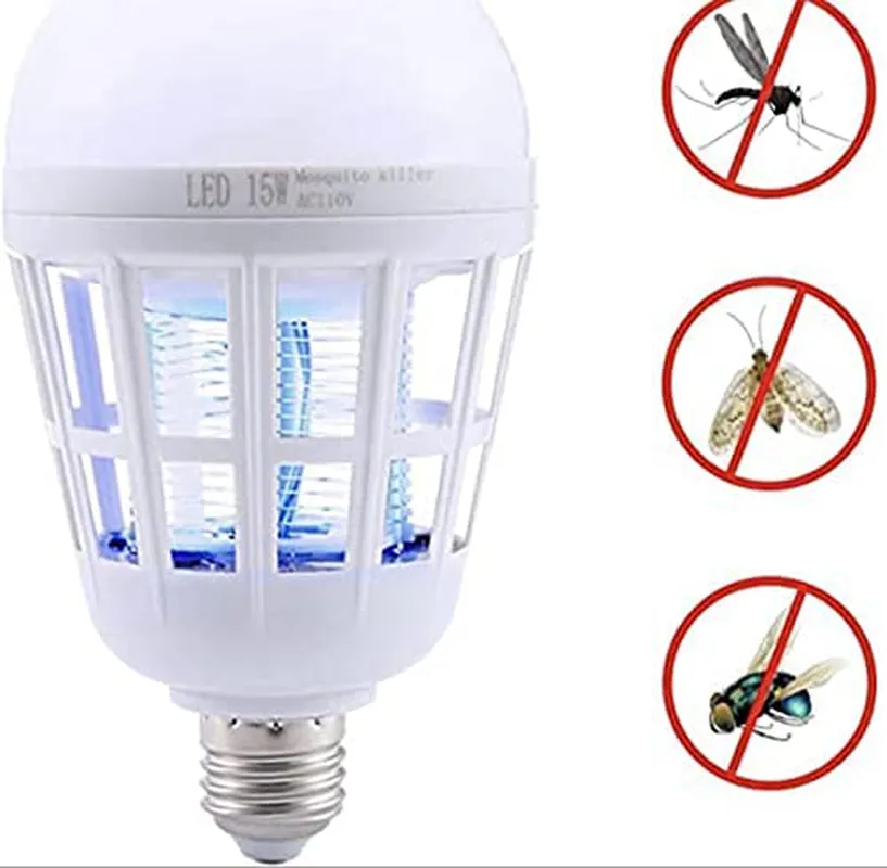 2 Pack Bug Zapper Light Bulbs, 2 in 1 Mosquito Killer Bulb, UV LED Mosquito Fly Killer Light for Home Patio and Indoor