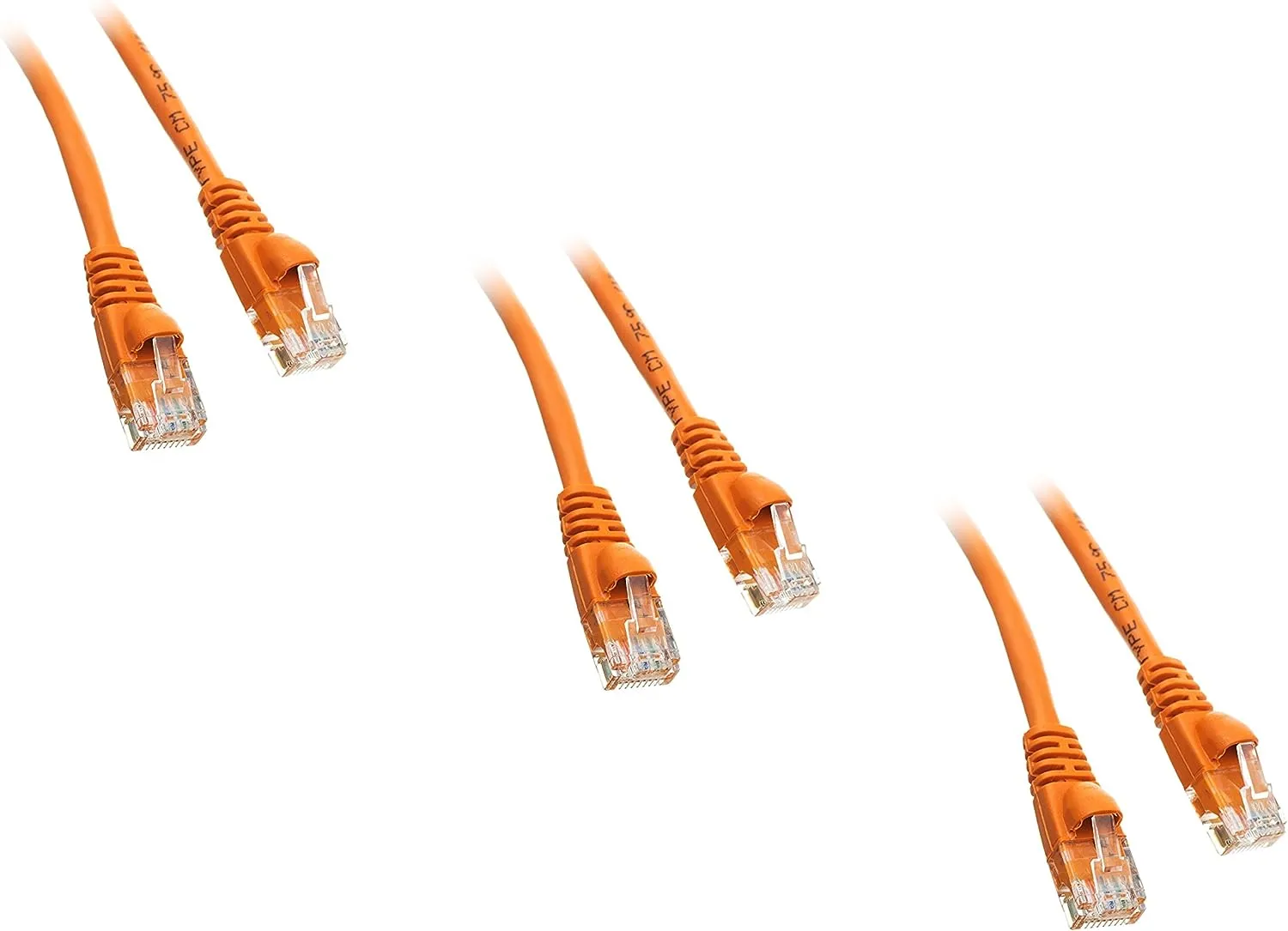 3 Feet, Cat5e Snagless/Molded Boot Ethernet Patch Cable, 3 Pack, Orange, CNE47970