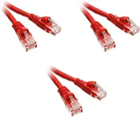 3 Pack Cat5e Ethernet Patch Cable, Snagless/Molded Boot 20 Feet Red, CNE486456