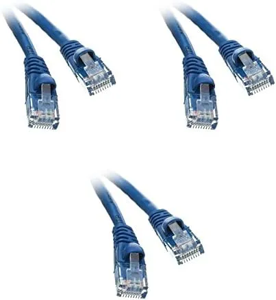 3 Pack, Cat5e Ethernet Patch Cable, Snagless/Molded Boot, 35 Feet, Blue (CNE503764)