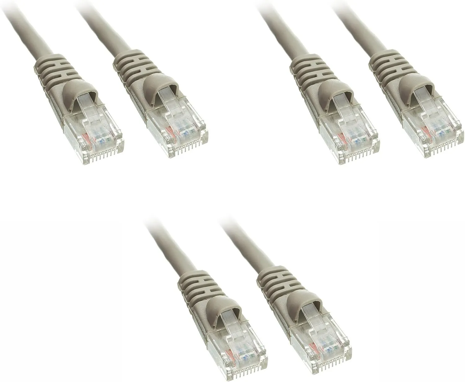 3 Pack Cat5e Snagless/Molded Boot, Ethernet Patch Cable 5 Feet Grey, CNE744917