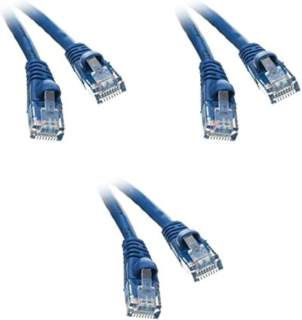 3 pack, Cat6a Ethernet Patch Cable, Snagless/Molded Boot, 500 MHz, Blue, 35 Feet, CNE494598