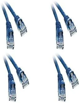 35 FT (10.6M) Cat5e Networking Ethernet UTP Patch Cable, 350Mhz, (35 Feet/10.6 Meters) Cat 5e Snagless Molded Boot Cable for PC / Router / PS4 / XBOX / Modem Blue ED743116 (4 Pack)