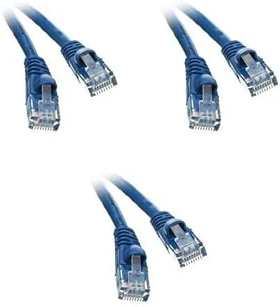 35 FT (10.6M) Cat5e Networking Ethernet UTP Patch Cable, 350Mhz, (35 Feet/10.6 Meters) Cat 5e Snagless Molded Boot Cable for PC / Router / PS4 / XBOX / Modem Blue ED749187 (3 Pack)