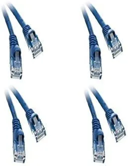 35 FT (10.6M) Cat5e Networking Ethernet UTP Patch Cable, 350Mhz, (35 Feet/10.6 Meters) Cat 5e Snagless Molded Boot Cable for PC / Router / PS4 / XBOX / Modem Blue ED750954 (4 Pack)