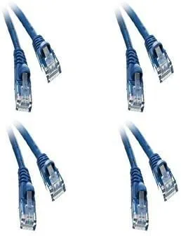 35 FT (10.6M) Cat5e Networking Ethernet UTP Patch Cable, 350Mhz, (35 Feet/10.6 Meters) Cat 5e Snagless Molded Boot Cable for PC / Router / PS4 / XBOX / Modem Blue ED751791 (4 Pack)