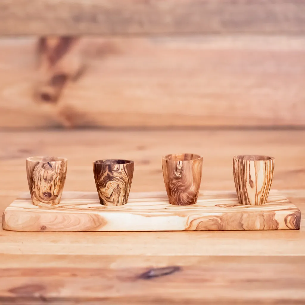 4 Wooden Cup serving set