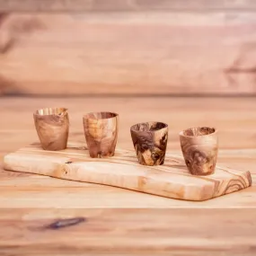 4 Wooden Cup serving set