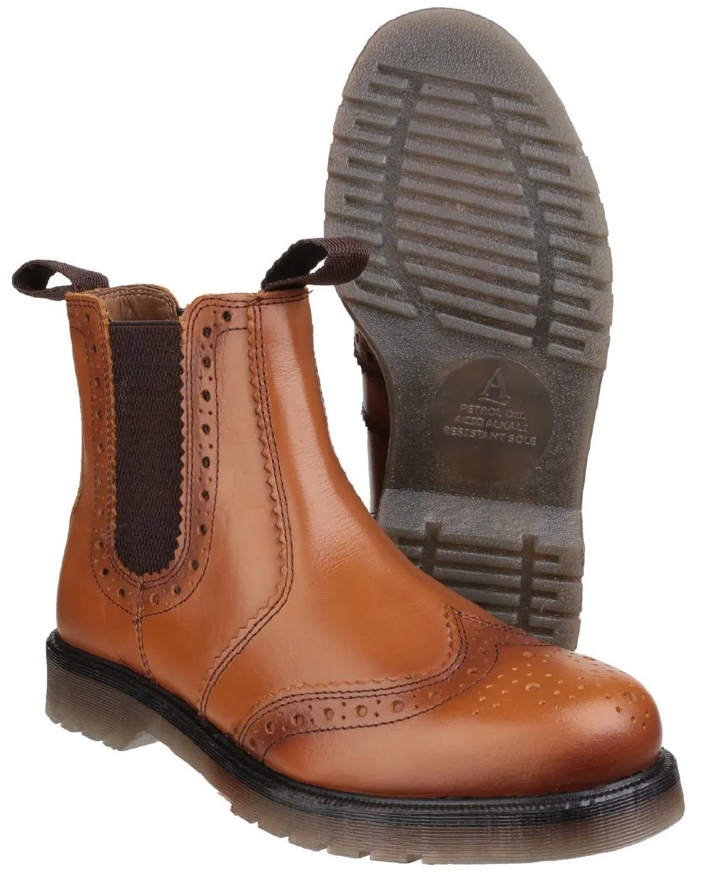 Amblers Mens Dalby Pull On Brogue Dealer Boots