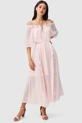 Amour Amour Ruffled Maxi Dress in Blush