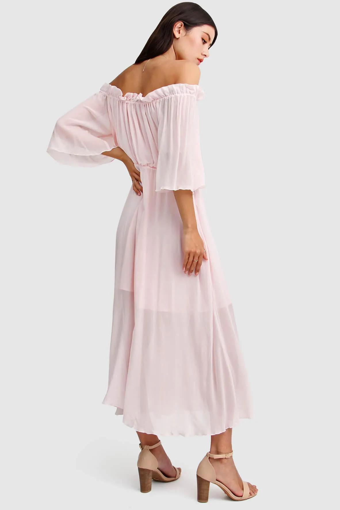 Amour Amour Ruffled Maxi Dress in Blush