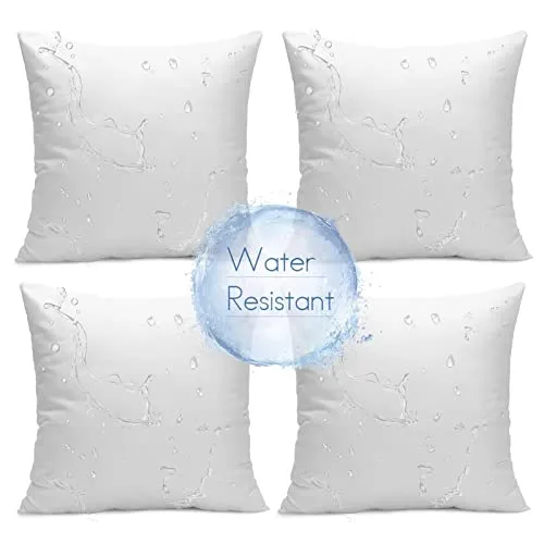 Ashler Outdoor Pillows, 18 x 18 Pillow Inserts Set of 4, Waterproof Throw Pillow Inserts Hypoallergenic Pillow for Patio, Water Resistant Indoor Outdoor Fall Decorative