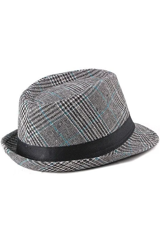 BASIC SIMPLE PLAID CASUAL FEDORA