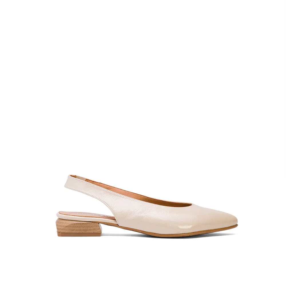 Beige Leather Slingback Flats