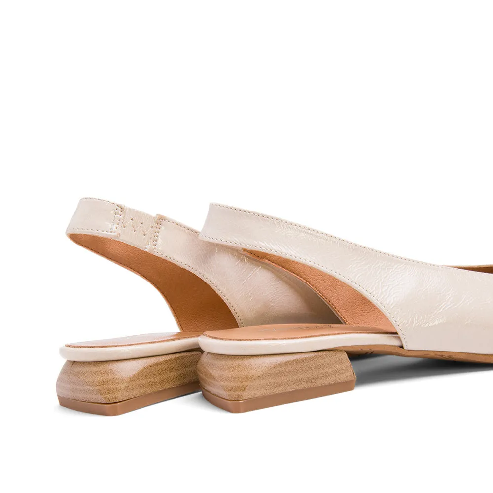 Beige Leather Slingback Flats