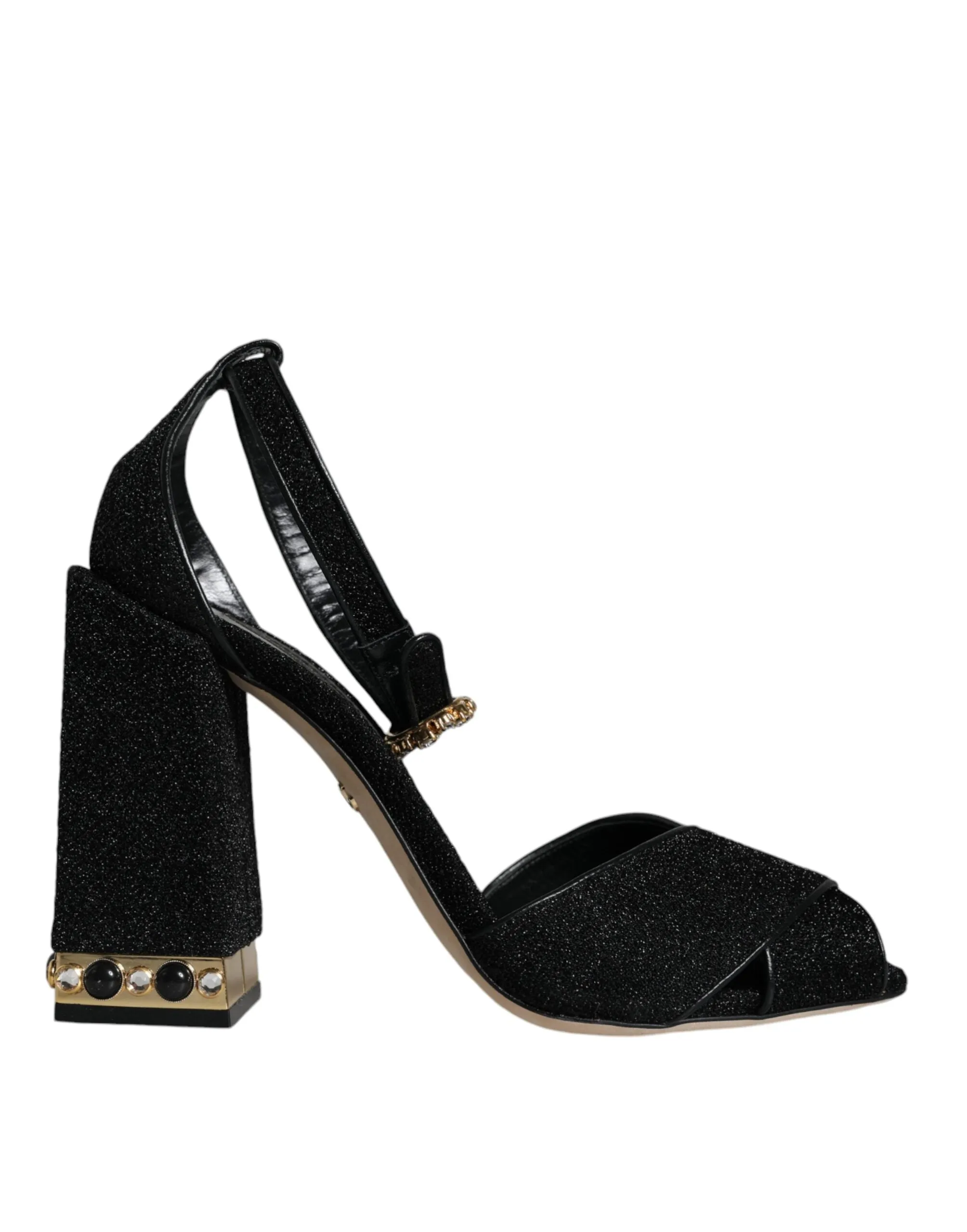 Black Crystal Ankle Strap Sandals Shoes