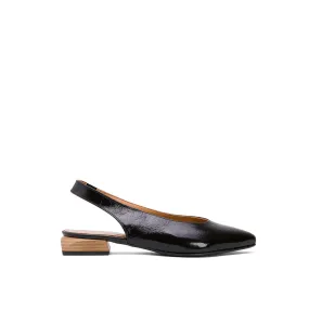 Black Leather Slingback Flats