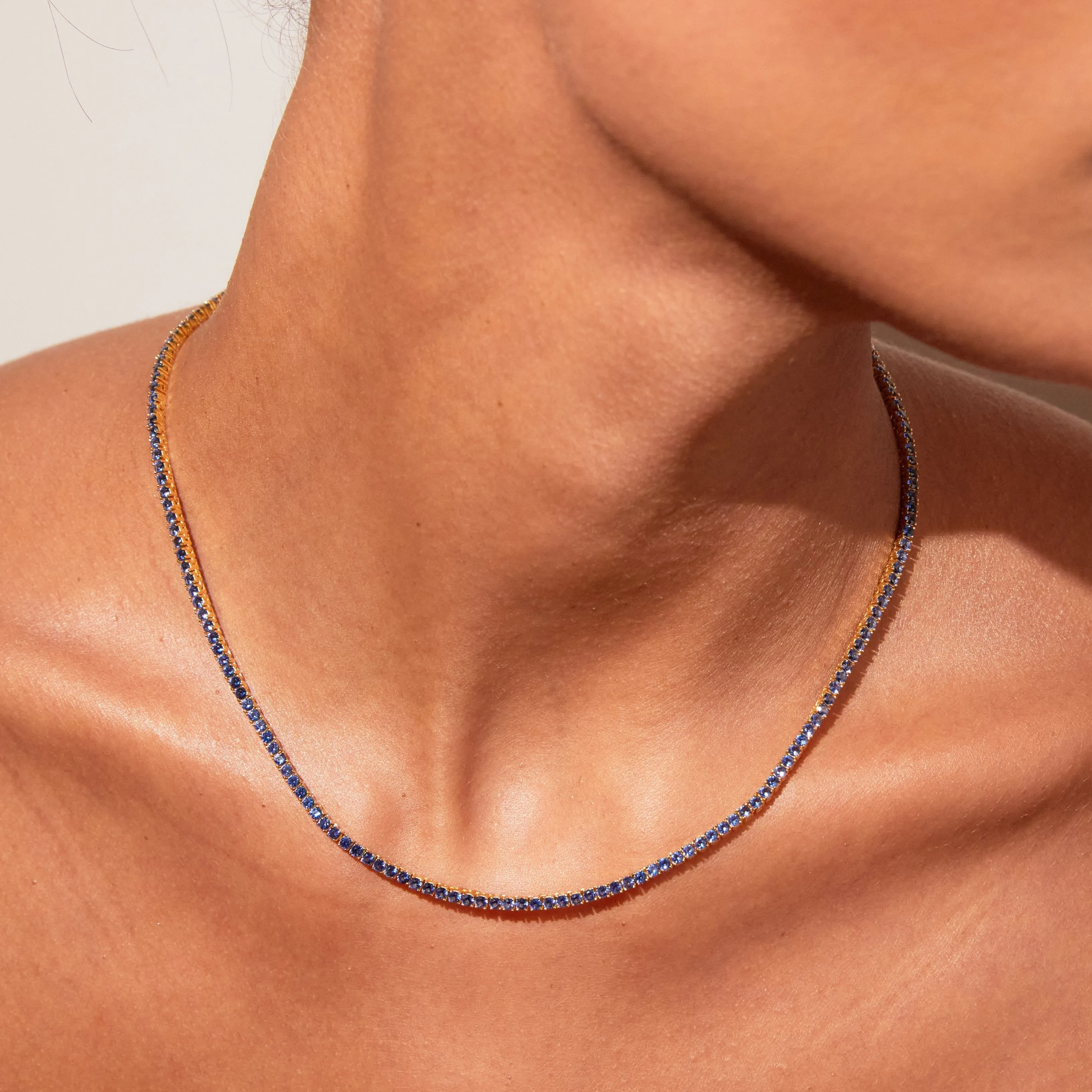 Blue Sapphire Tennis Necklace