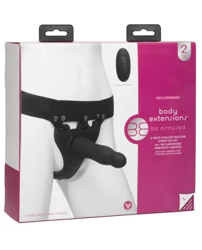 Body Extensions Be Aroused Vibrating 2-Piece Strap-On Set - Black