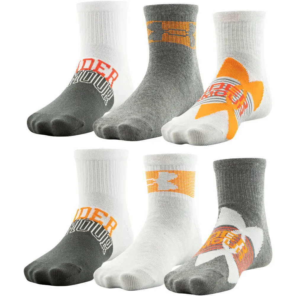 Boys' Under Armour Youth Essential Quarter Socks 6-Pack