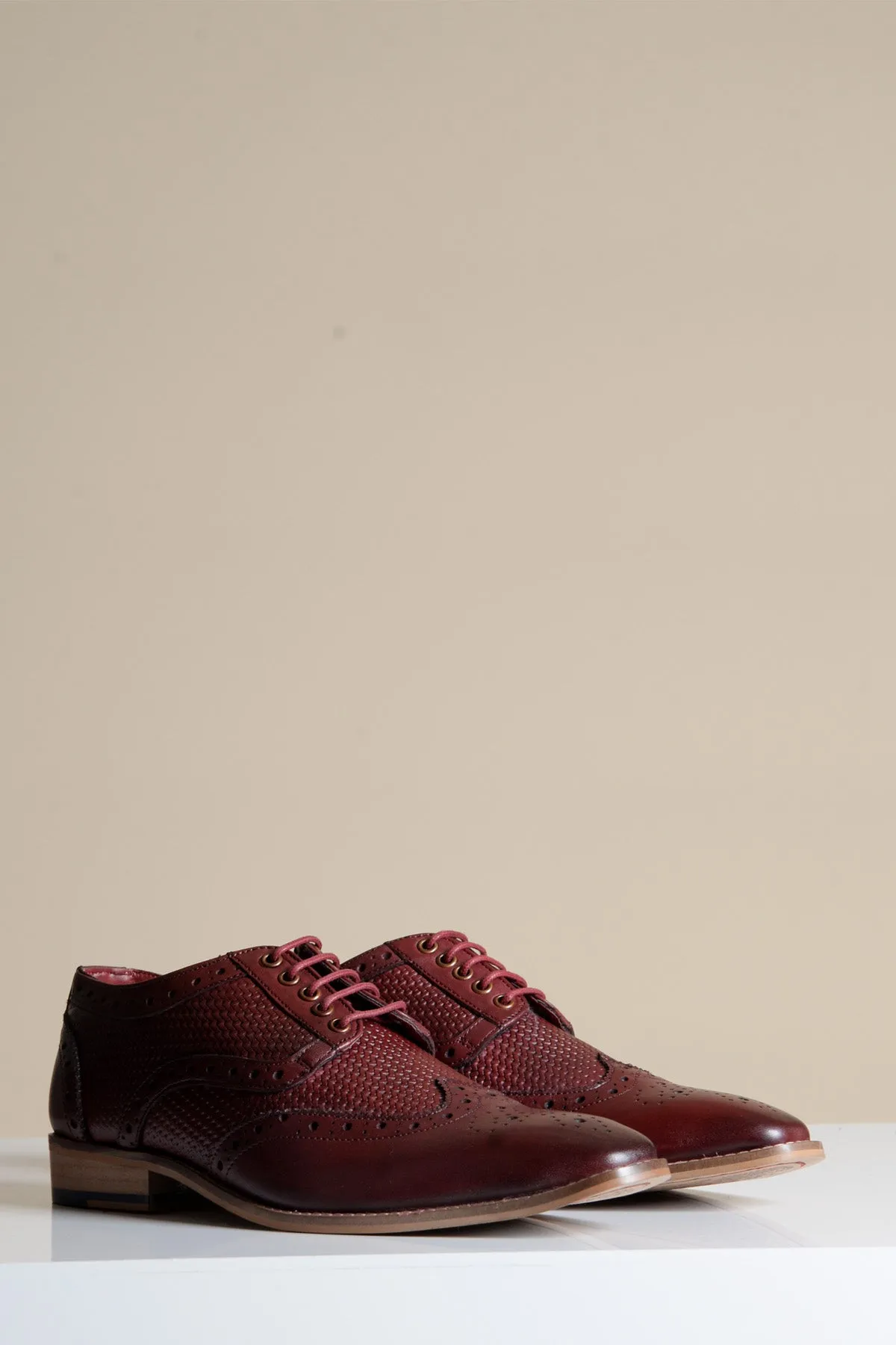 BRANDON - Bordeaux Burgundy Leather Wingtip Brogue Shoe