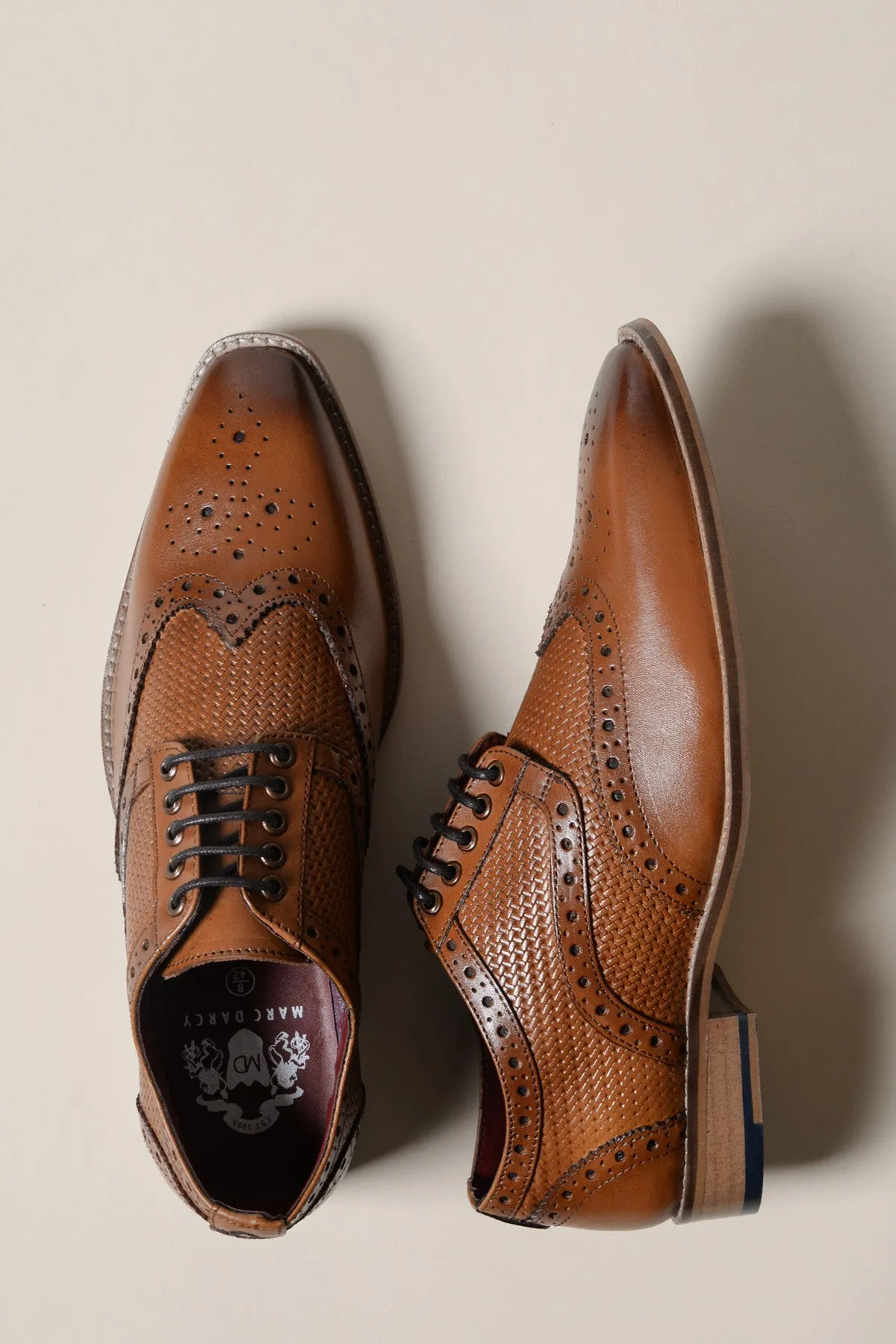 BRANDON - Dark Tan Leather Wingtip Brogue Shoe