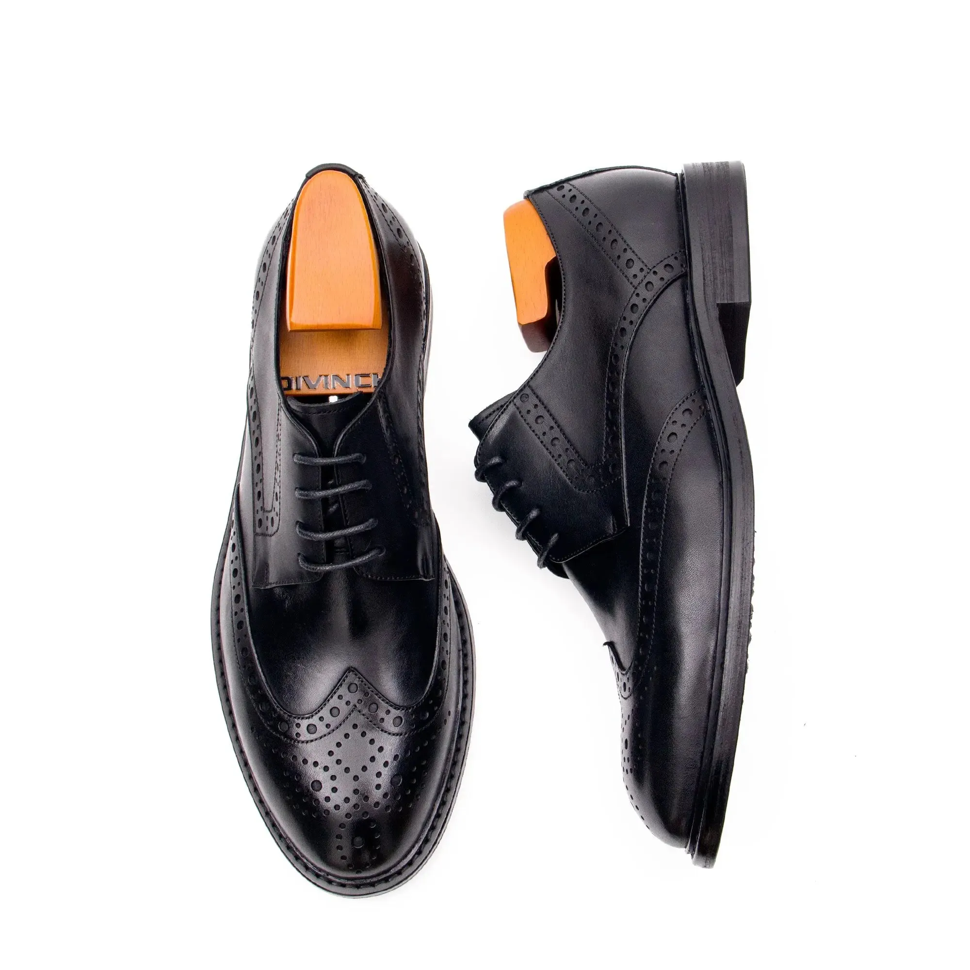 Brogue Carved Leather Derby Shoes 668-23