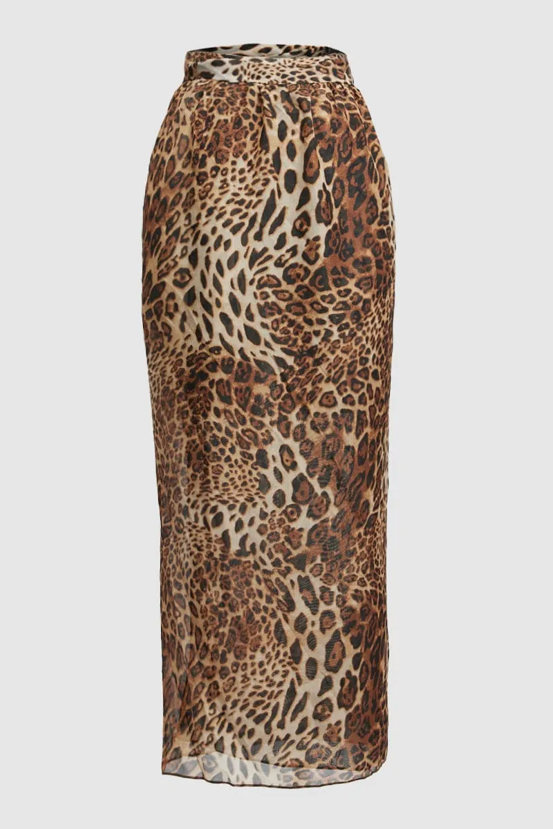 Brown Animal Print Beach Sarong