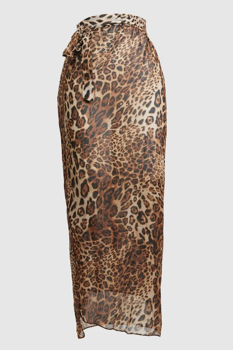 Brown Animal Print Beach Sarong