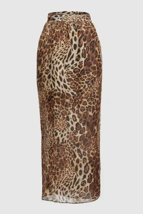 Brown Animal Print Beach Sarong