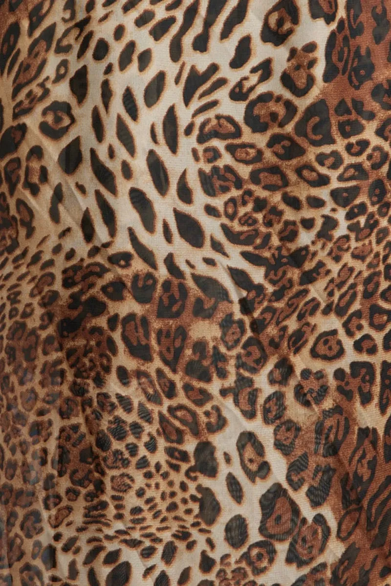 Brown Animal Print Beach Sarong