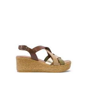 Brown Leather Wedge with Slingback