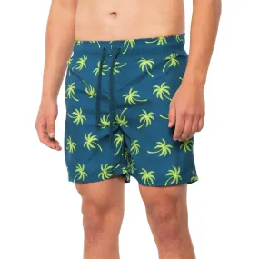 BURNSIDE APPAREL Men's Volley 6" Inseam Beach Pool Shorts Palm Print Swim Trunks