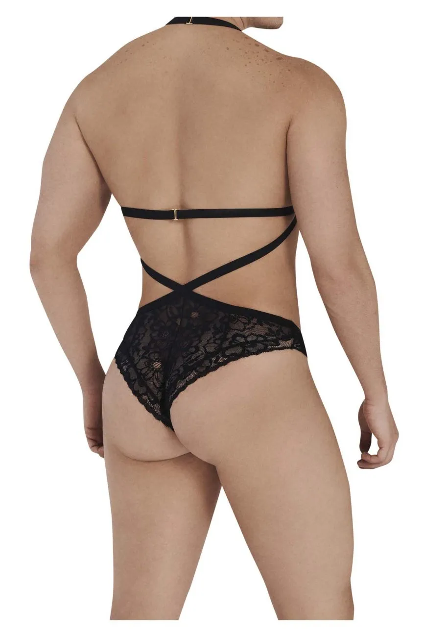 CandyMan 99564 Lace Harness Bodysuit Black