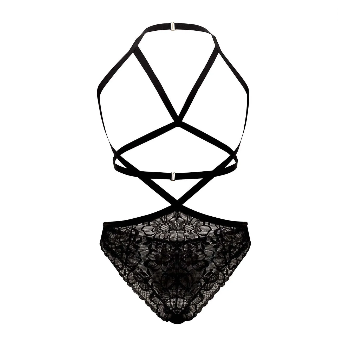 CandyMan 99564 Lace Harness Bodysuit Black