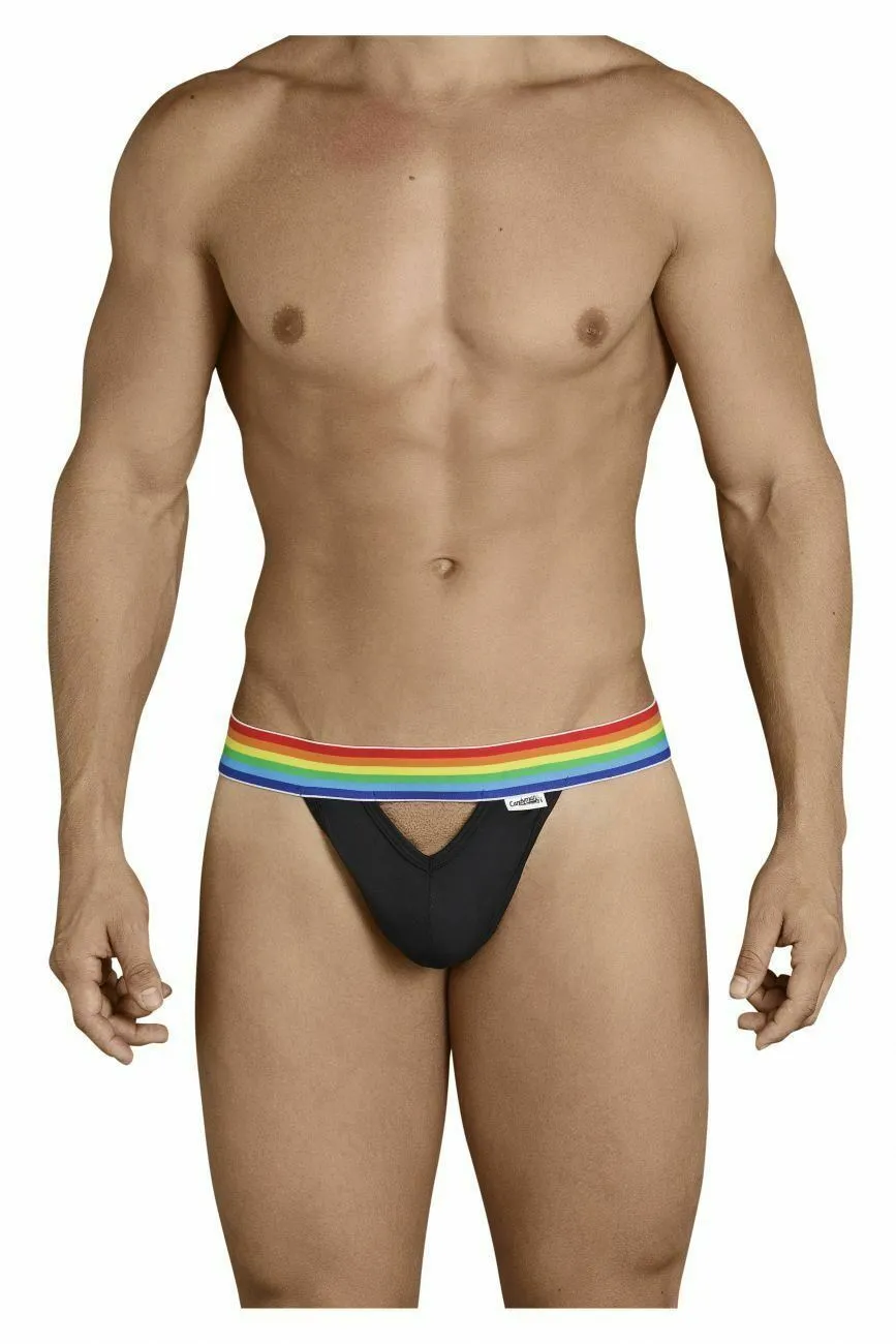 CANDYMAN Pride Thongs Romantic Sexy Gay Rainbow Flag Black 99388 1