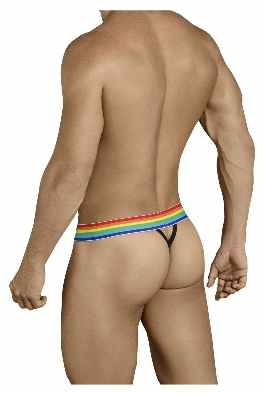 CANDYMAN Pride Thongs Romantic Sexy Gay Rainbow Flag Black 99388 1