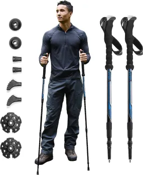 Cascade Mountain Tech Lightweight Aircraft-Grade Aluminum Trekking Poles with Extended down Grip plus Tip Kit