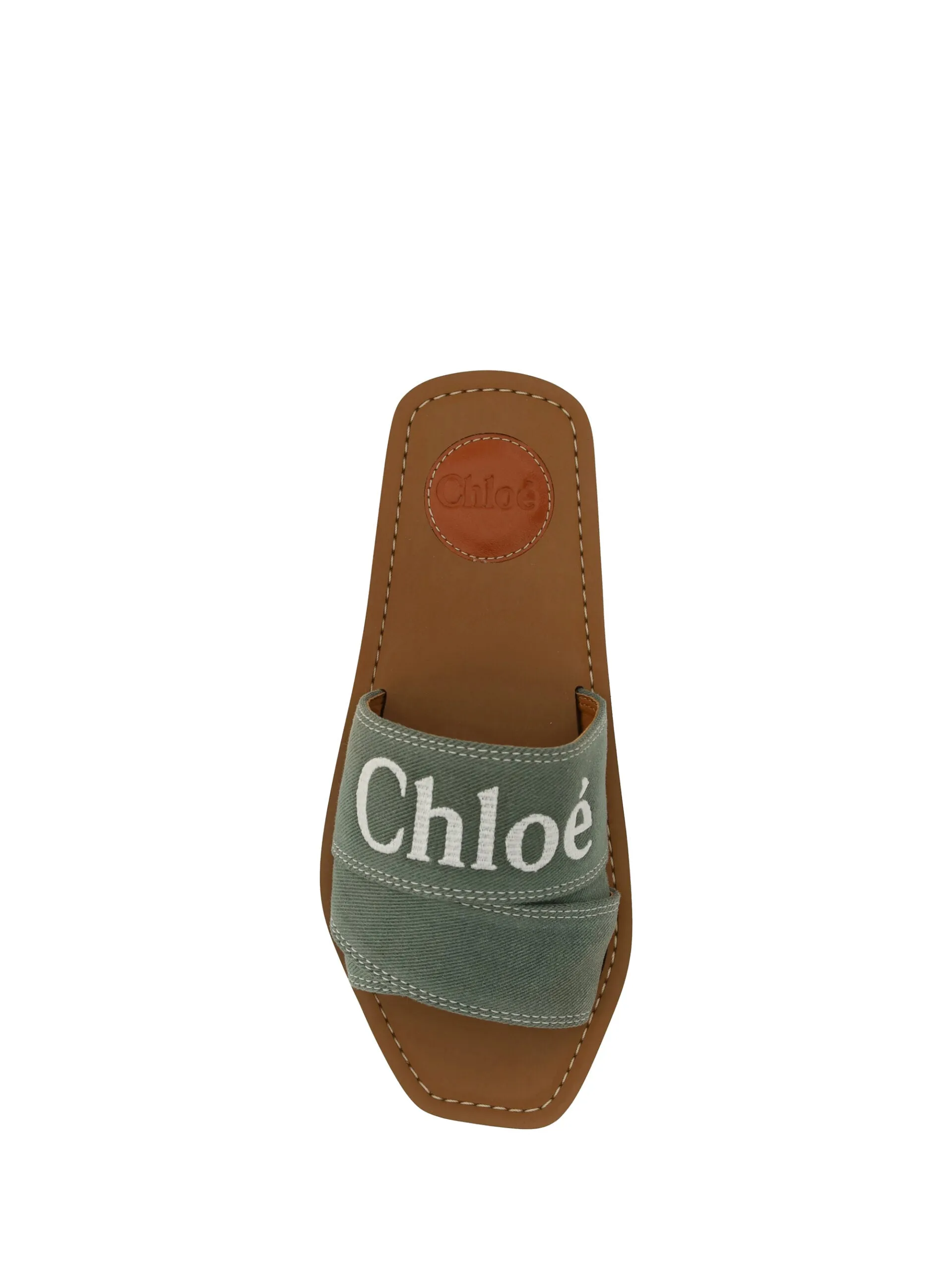 Chloé Elegant Forest Green Cotton Women's Slides